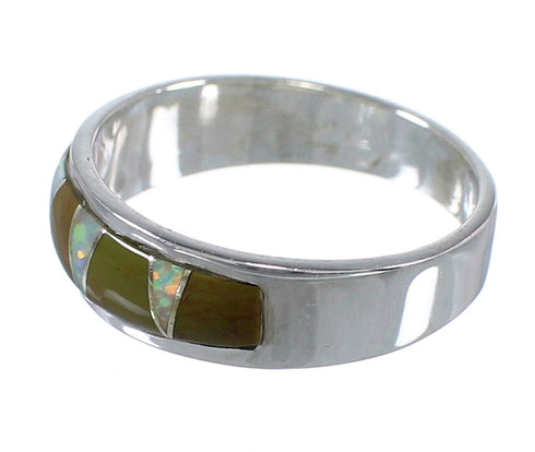 Authentic Sterling Silver Turquoise Opal Inlay Ring Size 6-1/2 RX82965
